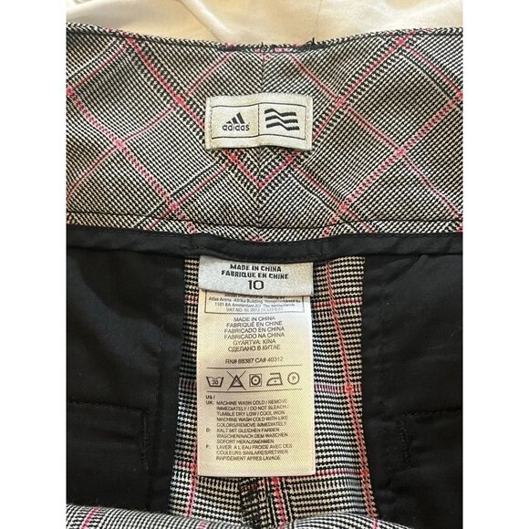 ADIDAS GOLF Women’s Embroidered Mid Rise Plaid Bermuda Pink Gray Shorts sz 10 - Picture 12 of 13